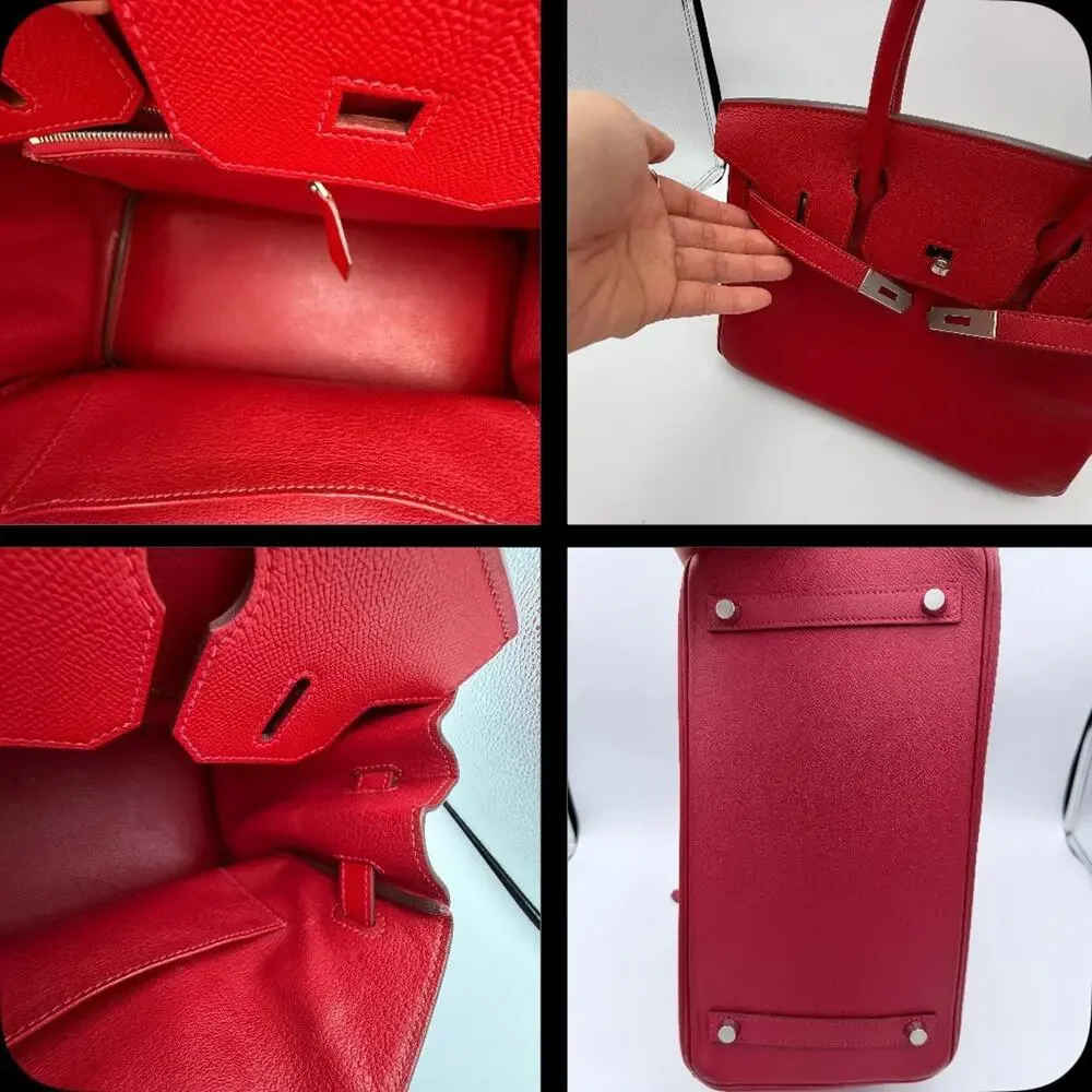 Hermes Birkin 30 Vibrant Red Epsom Palladium PHW Stamp X 2016